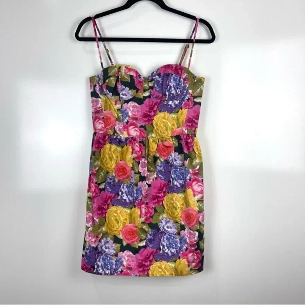 Topshop Floral Corset Mini Dress Sleeveless NWT Women’s Size 8 Summer Party